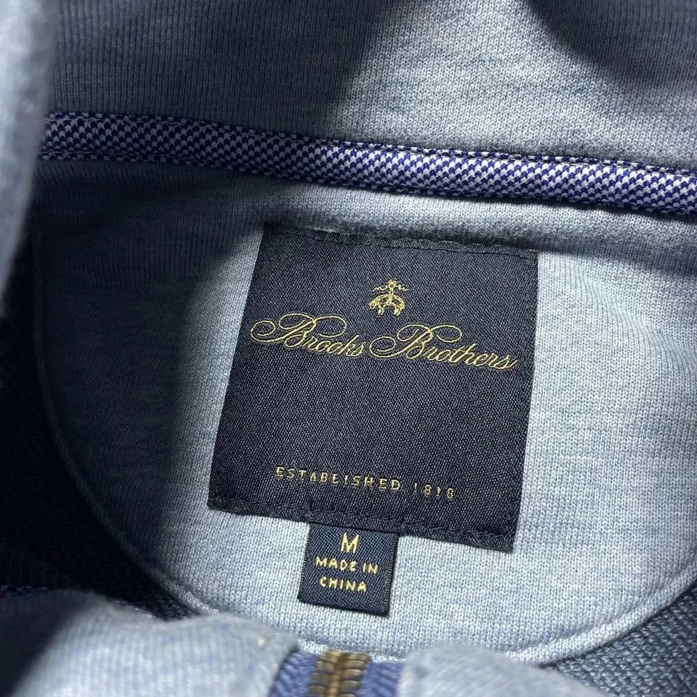 Brooks Brothers University of Michigan 1/4 Zip Pullover Men's Medium Blue Golf